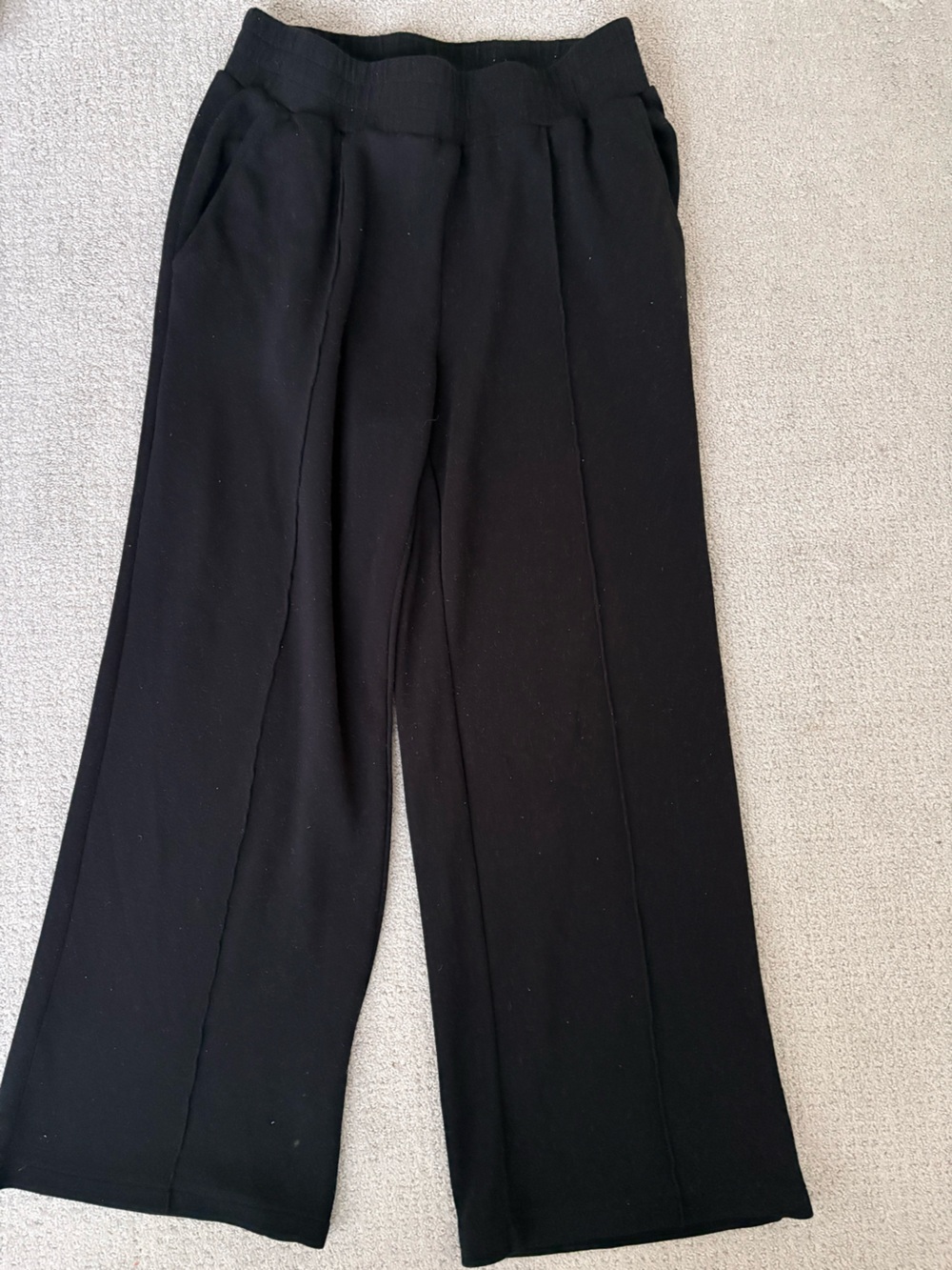 Varley Black Wide Leg Double Soft Trouser Pants